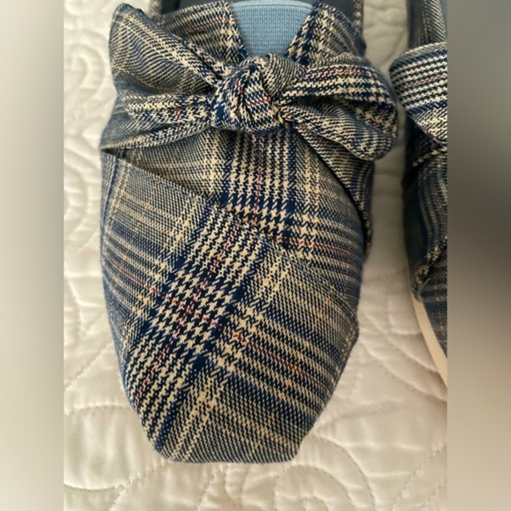 Toms Alpargata Citadel Blue Classic Plaid/Bow flats Sz 11 - Picture 4 of 15